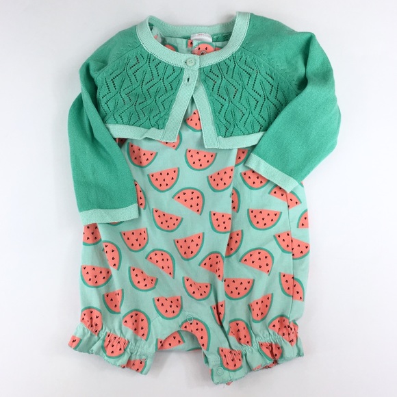 🎉HP🎉 Like New!🍉Cat & Jack Romper & Cardigan - Picture 1 of 8
